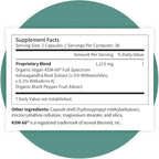 Pattern Wellness Ashwagandha Complex for Men & Women – Organic KSM-66® & Black Pepper Extract – Supports Stress Response & Energy Balance – Non-GMO – 60 Vegan Capsules