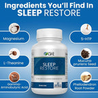 Well of Life Sleep Restore Supplement with Melatonin & Magnesium – Tranquil Sleep Support with L-Theanine GABA 5-HTP | Supports Relaxation & Calm Night Routine | 60 Vegan Capsules
