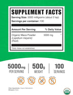 BulkSupplements.com Organic Maca Powder - Organic Maca Root Powder, Superfood Supplement - Gluten Free, 5g per Serving, 500g (1.1 lbs) (Pack of 1)