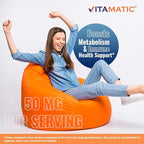 Vitamatic Vitamin B6 (Pyridoxine HCI), 50 mg 250 Vegetarian Tablets - Promotes Energy Production, boosts Metabolism and Immune Health Support