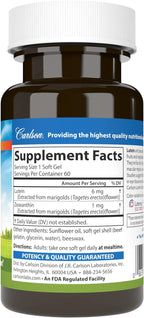 Carlson - Lutein, 6 mg, Healthy Vision & Eye Function, Antioxidant, 60 Softgels