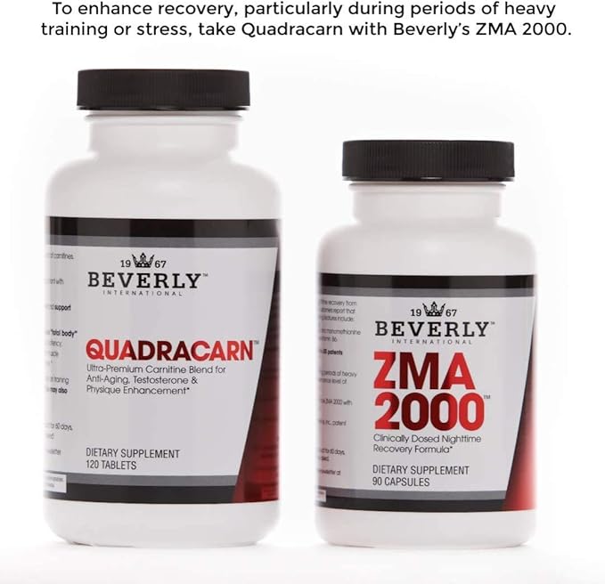 Beverly International Quadracarn 4X-Potency, Lab Tested Ultra-Premium Carnitine Blend for Fat Loss, Muscle Definition, Metabolism, Mood, Energy Boost, Anti-Aging, Brain Function. 120 Tablets.