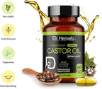 Dr. HERBALIST Castor Oil Capsules 1600mg - Cold Pressed Ricinus Communis Softgels | Supports Digestive Wellness & Hair Skin Vitality* | Halal, Non-GMO, Vegan | 60ct