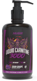Huge Supplements Liquid L-Carnitine 3000, Superior Potency Infused with 500mg MitoBurn & 25mg GBB, Premium Stim-Free Thermogenic Fat Burner & Energy Boost, Convenient Pump Top, 32 Oz (60 Servings)