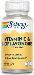 SOLARAY Vitamin C 500mg with Citrus Bioflavonoids, 1:1 Ratio - Antioxidant and Immune Support Supplement - Vitamin c with Rose HIPS and Acerola, Vegan, 60-Day Guarantee, 50 Servings, 100 VegCaps