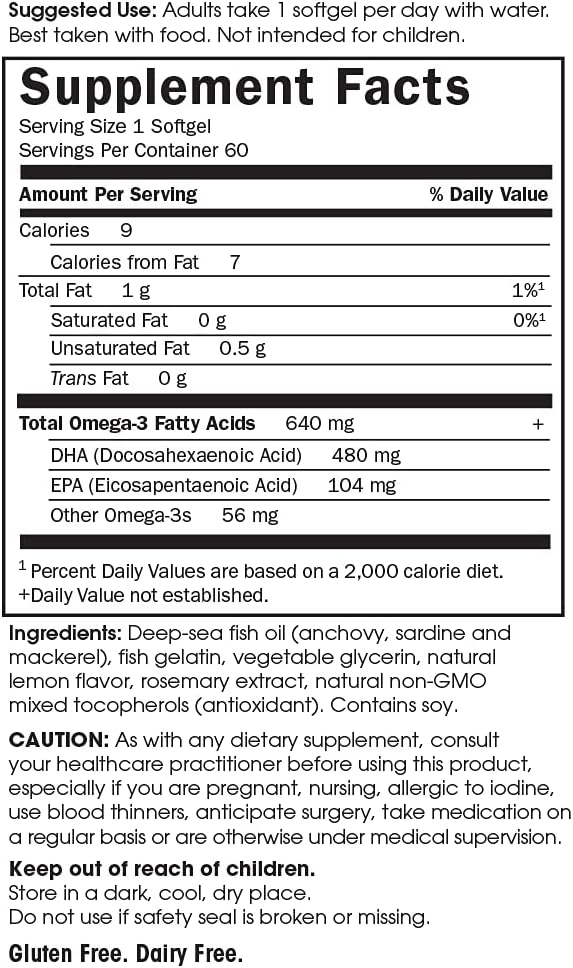 Garden of Life Prenatal DHA Omega 3 Fish Oil Supplement - Minami Natural Prenatal, Lemon, 60 Softgels
