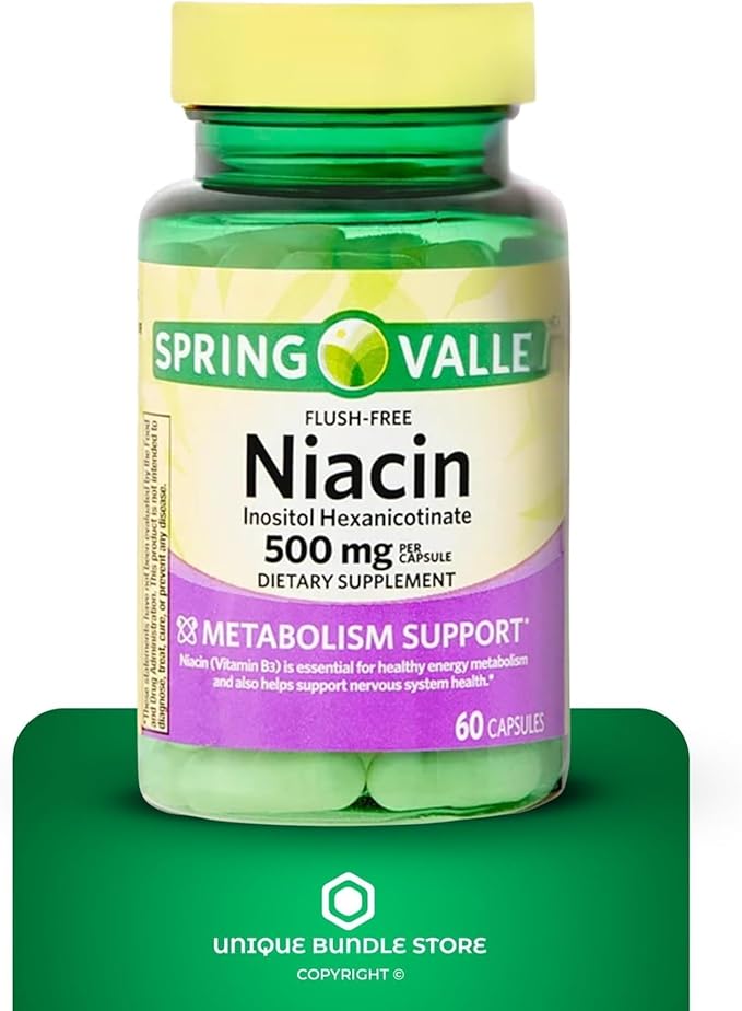Niacin Flush Free 500mg – 60 Capsules, Vitamin B3 Niacinamide Supplement, Nicotinamide 500 mg, B3 Vitamins for Men and Women, Gluten Free (Pack of 2)