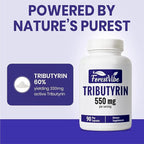 Tributyrin Supplement 550mg, Advanced Butyrate Form for Gut Health, 60% Standardized, More Effective Delivery Than Sodium Butyrate, 90 Capsules, Non-GMO & Gluten Free Postbiotic Supplement