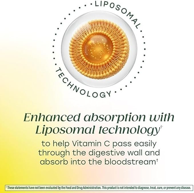 MegaFood Liposomal Vitamin C 1000mg Per Serving - Collagen Production & Immune Support Supplement - High Potency Formula - Superior Absorption & Gentle On Stomach - 120 Vitamin C Capsules, 60 Servings