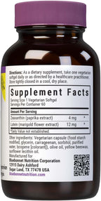 Bluebonnet Nutrition Zeaxanthin & Lutein, Eye Health*, Gluten-Free, Dairy-Free, 60 Vegetarian Softgels, 60 Servings