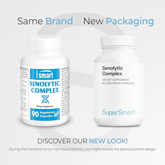 Supersmart Senolytic Complex (Advanced Formula) - with Fisetin, Quercetin, Bromelain - Patented Ingredients - Senolytic Supplement | Non-GMO & Gluten Free - 90 Vegetarian Capsules