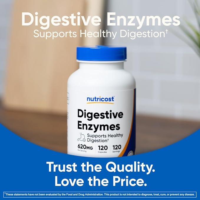 Nutricost Digestive Enzymes 620mg, 120 Capsules - Complete Digestive Enzyme Supplement
