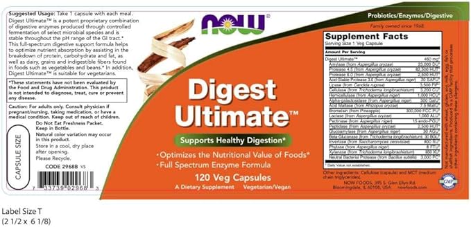 NOW Foods Digest Ultimate, 120 Vegetable Capsule