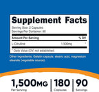 Nutricost L-Citrulline 750mg, 180 Capsules (3 Bottles)