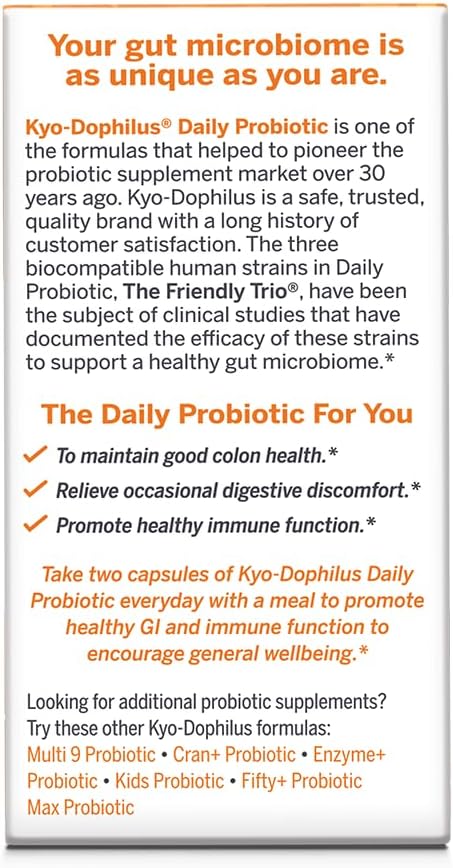 Kyolic Kyo-Dophilus Daily Probiotic, Immune Health & Digestive Support*, 45 Capsules