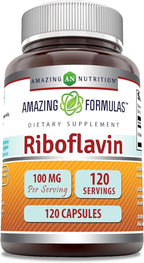 Amazing Formulas Riboflavin (Vitamin B2) Supplement |100 Mg Per Serving | 120 Capsules | Non-GMO | Gluten Free | Made in USA