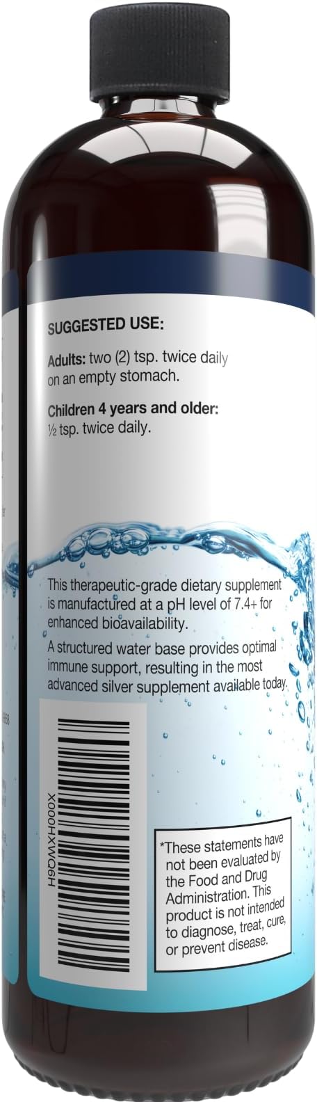 Alkaline Structured Silver Liquid Supplement 30ppm - Immune and Gut Health Support - Extra Strength Structured Colloidal Silver Mineral Supplements - Made in USA (16 oz)