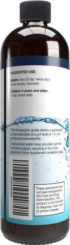 Alkaline Structured Silver Liquid Supplement 30ppm - Immune and Gut Health Support - Extra Strength Structured Colloidal Silver Mineral Supplements - Made in USA (16 oz)
