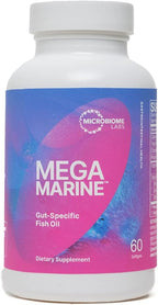Microbiome Labs MegaMarine Omega 3 Fish Oil Supplements - Gut-Specific EPA DHA Omega 3 Supplement with DPA for Gut Health - Support Immune & Gut Barrier Function (60 Softgels)