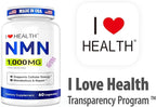 NMN 1000mg Supplement Per Serving,99.9% Pure Nicotinamide Mononucleotide,NAD+ Support Cellular Energy & Healthy Aging for Men & Women,60 Capsules(30-Day Supply),Third-Party Tested,cGMP