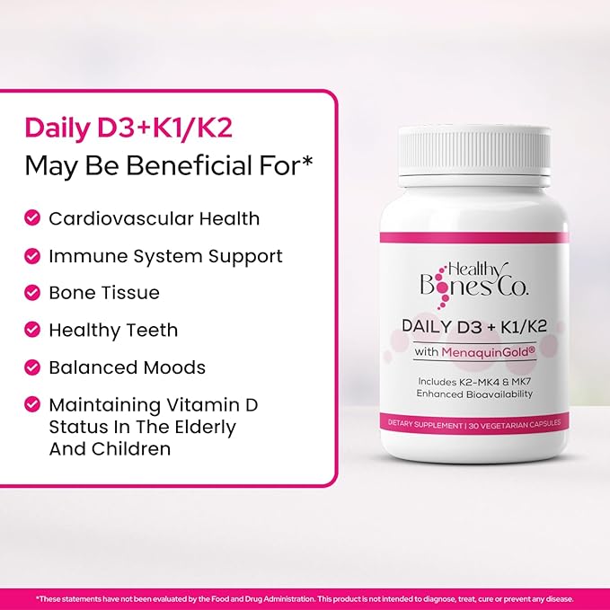 Premium D3 K2 - Full Spectrum Vitamin D3 K2, 2000 IU D3 + MK7 + MK4 + K1, Daily D3 K2 & K1 Supplements - Vitamin D Supports Calcium Absorption for Strong Bones & Immune Health - 30 Capsules