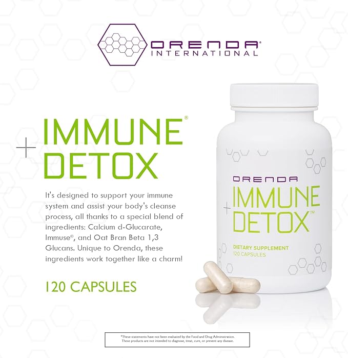 Orenda Immune + Detox - Specialized Formula with Calcium d-Glucarate, Beta 1,3 Glucans & IMMUSE® for Wellness and Balance - 120 Capsules