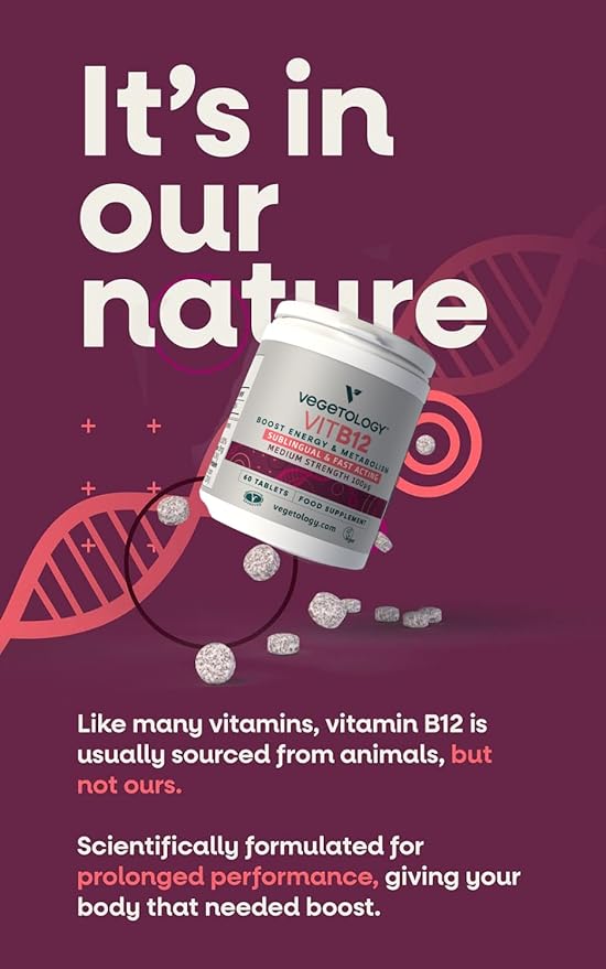 Vegan Vitamin B12 Sublingual Supplement — for Metabolism & Energy, Vitamins & Health Supplements — (60 Tablets)