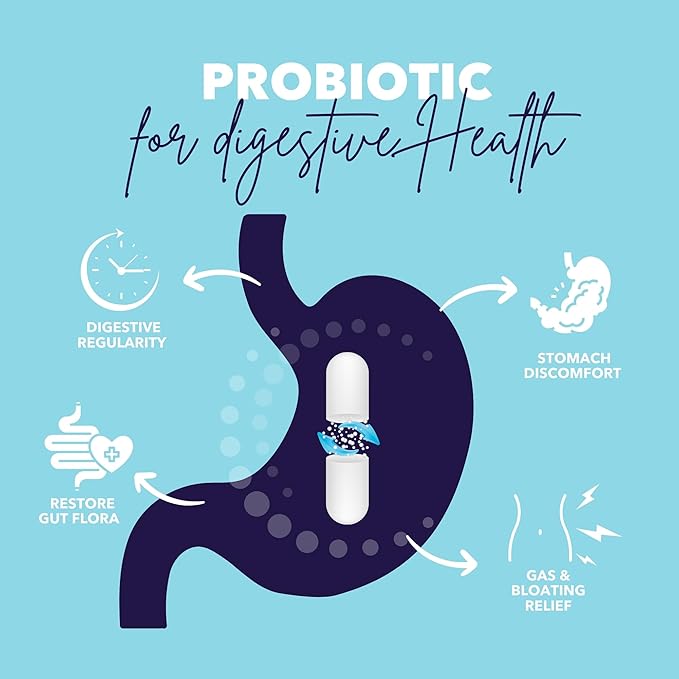 Extra Strength Probiotic for Digestive Health and Immune Support, 60 Billion CFU & 15 Strains, Gut Health Probiotics for Men and Women Supports Occasional Constipation, Diarrhea, Gas & Bloating, 30CT