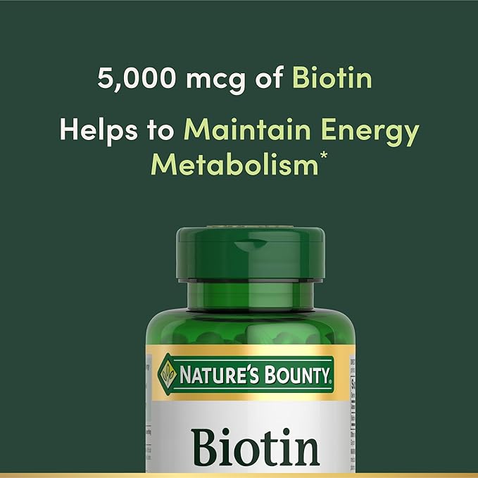 Nature's Bounty Biotin, Supports Metabolism for Cellular Energy and Healthy Hair, Skin, and Nails, 5000 mcg, 150 Softgels (Pack of 2)