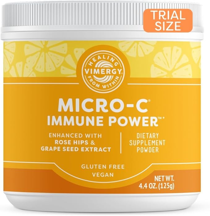 Vimergy Micro-C® Immune Power™* - Travel Size, 34 2000mg Servings – Gentle Form – Antioxidant Phytonutrients – Immune & Nerve Support – Benefits Bone & Cartilage – Gluten-Free, Kosher, Vegan (125g)