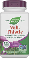 Nature's Way Milk Thistle, Supports Liver Function & Liver Detox Pathways*, 175 mg Milk Thistle Seed Extract Standardized to 80% Silymarin per Serving, Vegan, 60 Capsules (Packaging May Vary)