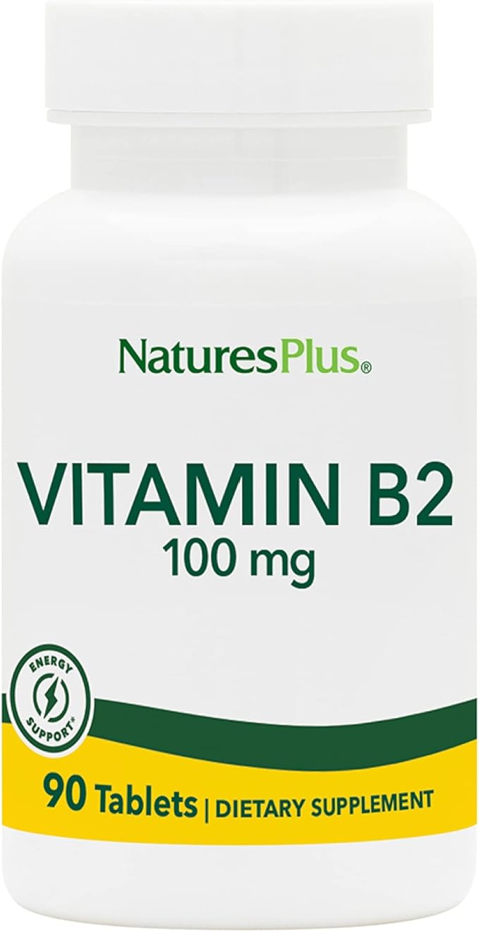 NaturesPlus Vitamin B2 100 mg - 90 Tablets - Supports Energy, Immune Health & Vibrant Hair, Skin, and Nails - Antioxidant Protection - Vegetarian, Gluten Free - 90 Servings