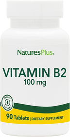NaturesPlus Vitamin B2 100 mg - 90 Tablets - Supports Energy, Immune Health & Vibrant Hair, Skin, and Nails - Antioxidant Protection - Vegetarian, Gluten Free - 90 Servings