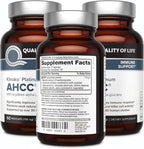 Quality of Life AHCC Kinoko Platinum 750 mg – Premium Immune Support Supplement, Pack of 3-60 Count Bottles