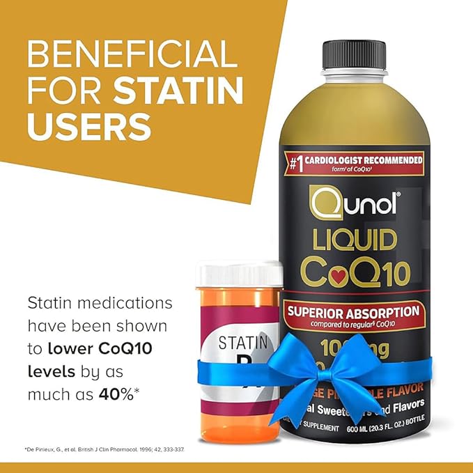 Qunol Liquid CoQ10 100mg, Superior Absorption Natural Supplement Form of Coenzyme Q10, Antioxidant for Heart Health, Orange Pineapple Flavored, 60 Servings, 20.3 oz Bottle