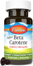 Carlson Laboratories Super Beta Carotene-25,000 IU (7,500 mcg RAE) 50 Softgel