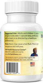 Dr. Clark Niacin (Vitamin B3) Supplement – 25mg, 100 Gelatin Capsules, Supports Circulation & Healthy Cholesterol Levels