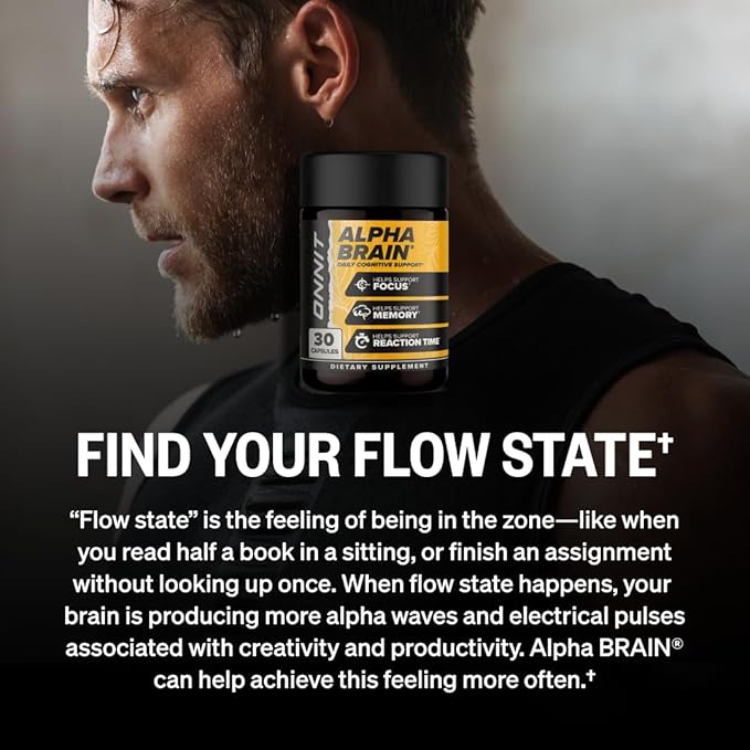 ONNIT Alpha Brain Nootropic Brain Supplement for Focus, Memory, Mental Clarity, Cognitive Support with L-Theanine and Vitamin B6, 90 Count Capsules