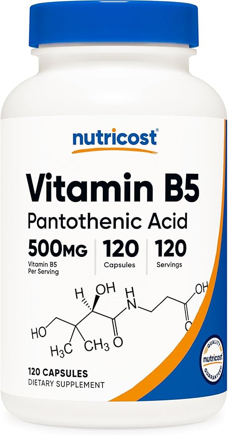 Nutricost Pantothenic Acid (Vitamin B5) 500mg, 120 Capsules