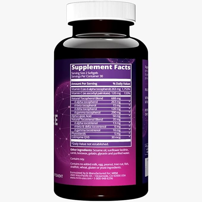 MRM Nutrition Complete E | 400 IU Vitamin E | Heart Health | with Vitamin C| Gluten-Free | 30 Servings
