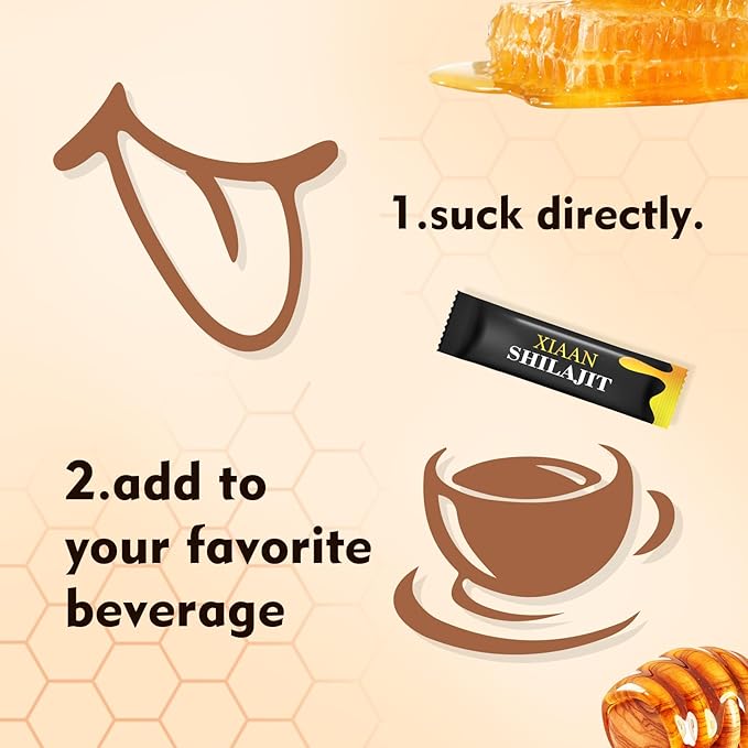 Shilajit Honey Sticks for Men & Women, Pure Himalayan Honey Shilajit with 85+ Trace Minerals, 75%+ Fulvic Acid for Energy Boost, Immune Support 30 Sticks