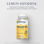 SOLARAY Vitamin D3 2000IU Supplement for Men & Women - Vitamin D as Cholecalciferol, VIT D3 50 mcg for Adults, Bone Strength Support, Natural Lemon Flavor - 60 Lozenges