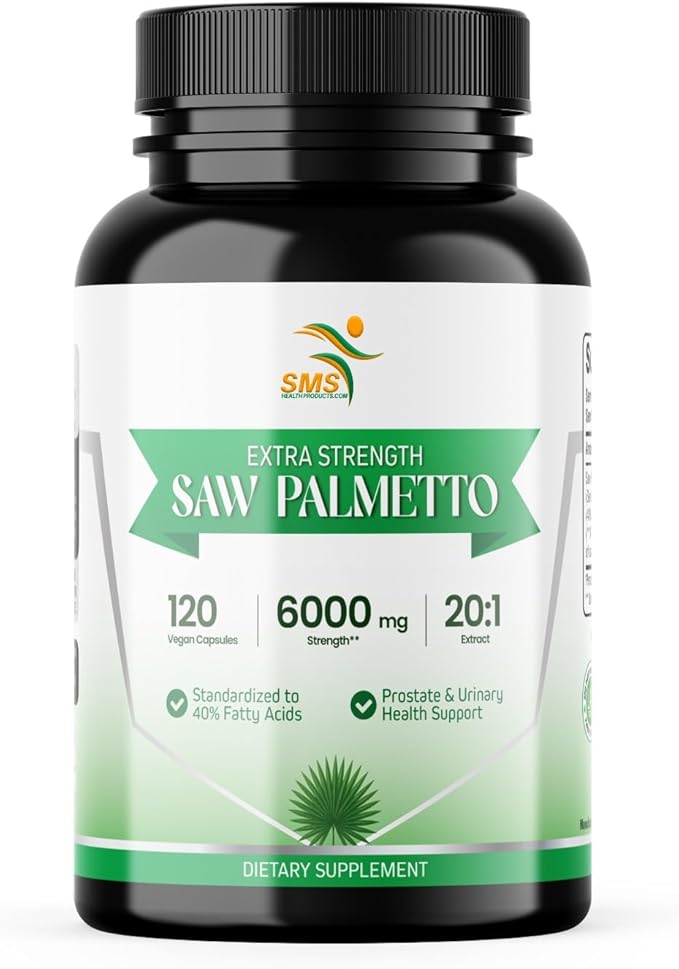 Saw Palmetto Extra Strength 20:1 Extract, 40% Fatty Acids, 120 Vegan Capsules, 4 Month Supply, Concentrated and Standardized 20X Extract, Non-GMO, All-Natural, Made in the USA