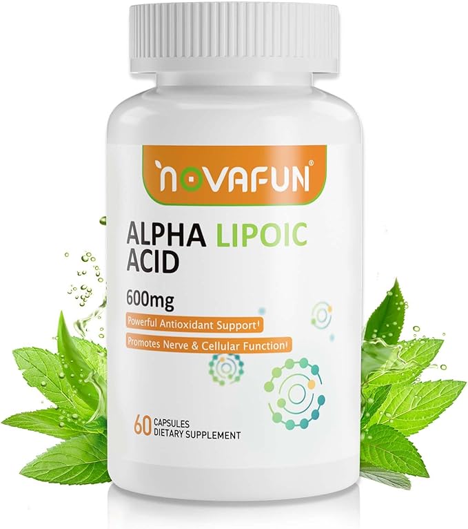 Alpha-Lipoic-Acid 600mg Capsules, ALA-Supplement for Nerve Health, Antioxidant Support & Cellular Energy, 60 Count, Non-GMO, Gluten Free