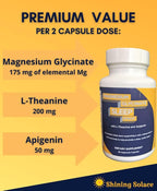 Magnesium Glycinate Sleep Stack with 200 mg L-Theanine, 50 mg Apigenin, 175 mg of Elemental Magnesium Glycinate | Sleep Support Magnesium Supplement | Made in USA