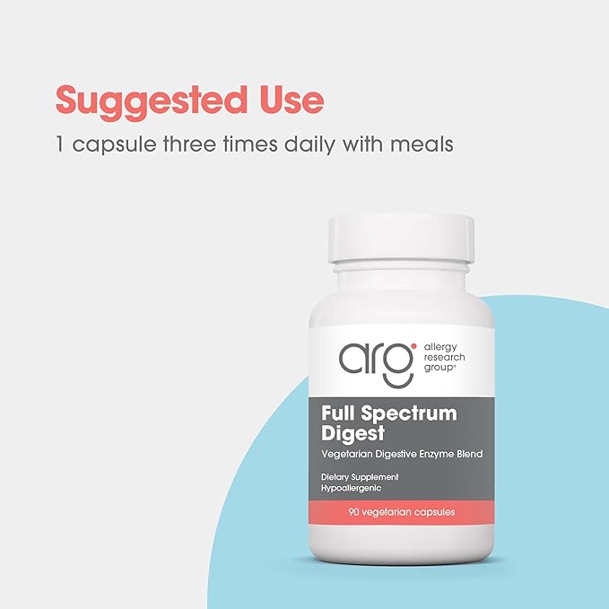 Allergy Research Group ARG Full Spectrum Digest - Vegan Enzyme Blend - Digestive Support - Hypoallergenic - 90 Servings - 90 Capsules
