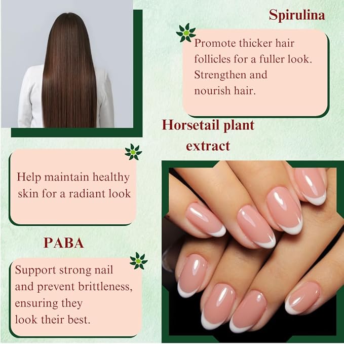 Dr's Nature & Nutrition Hair, Skin & Nail Plus Vitamin Supplement with Biotin 5000mcg, Bamboo Extract, Collagen Support - Extra Strength Beauty Supplement for Men and Women - 60 Capsules