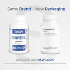 Supersmart - Complete K - with K1, K2 (MK4 + MK7) - Full Spectrum Vitamin K Supplement | Non-GMO & Gluten Free - 60 Vegetarian Capsules