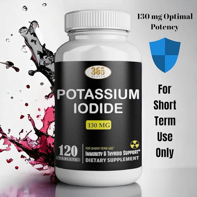 Potassium Iodide130 mg - KI Tablets- Potassium130 mg - USA Made Potassium Iodine Pills YODO Naciente, Yoduro de potasio - 120 Tablets