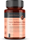 Veev Intimate Flora - Vaginal & Gut Microbiome Support – 50 Billion CFU – Probiotics, Prebiotics, Cranberry, D-Mannose, Hyaluronic Acid – 90 Caplets – 3 Month Supply